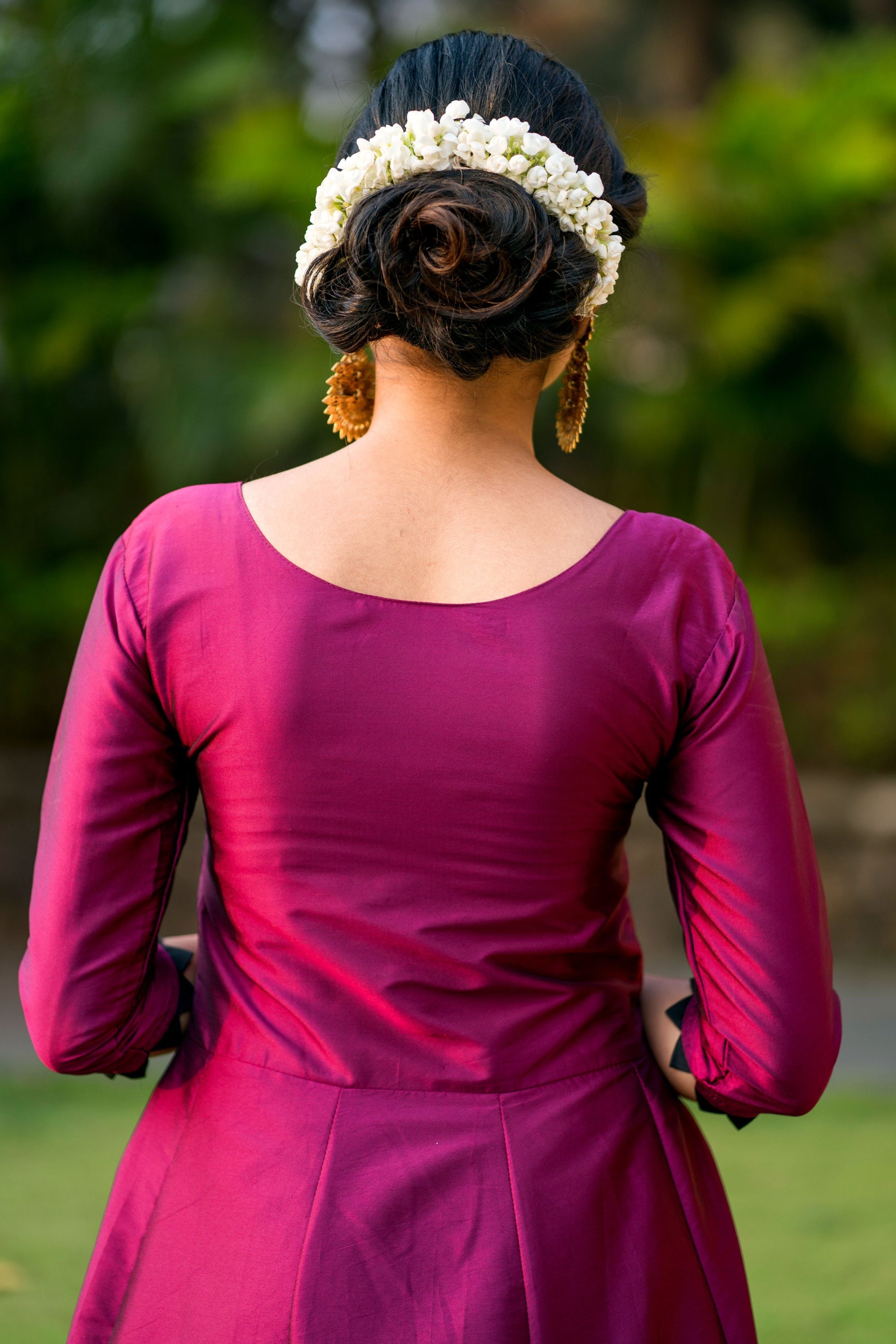 Women Purple Taffeta Silk Anarkali Gown With Dupatta- House of Saba